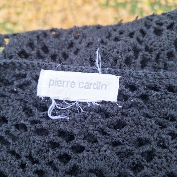 Vintage Black Crocheted Sweater with short sleeves by Pierre Cardin. - Picture 7 of 7